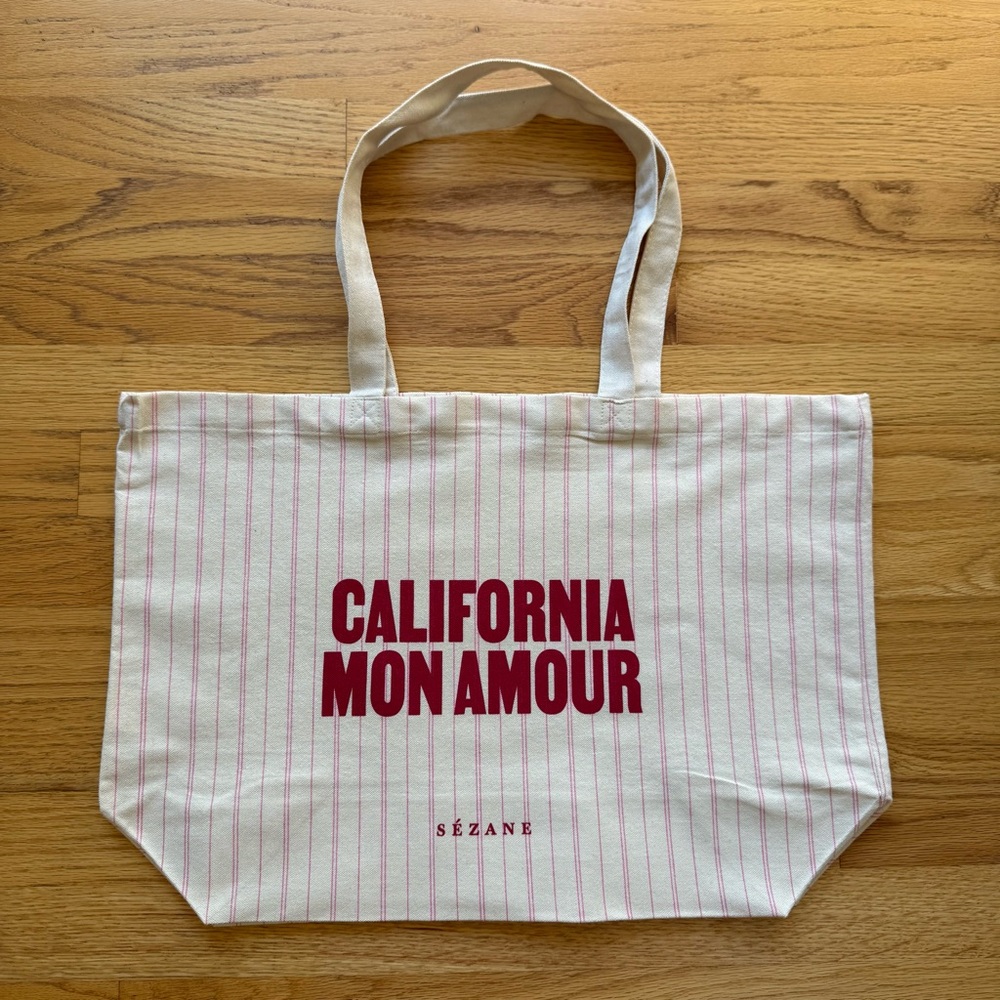 Sezane Canvas Tote Bag - California Mon Amour NWOT